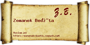 Zemanek Beáta névjegykártya